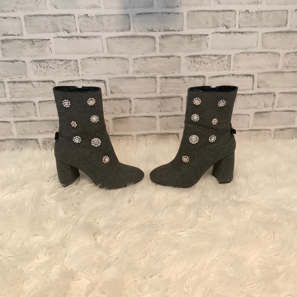 Nanette Lepore Tweed Embellished Booties